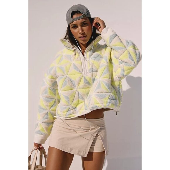 Free People Mountain High 3D Fleece Jacket Womens XS Retro Outdoors Insulated - Picture 2 of 7